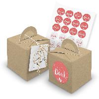 itenga 24x W�rfelbox mit Griff braun + Garn beige  (V33)...