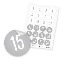 itenga 24x Zahlensticker Z31 Schlicht 1-24 Dunkelgrau / ...