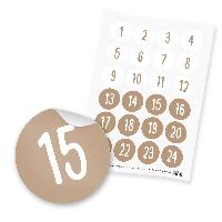 itenga 24x Zahlensticker Z32 Schlicht 1-24 Braun / Wei�