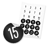 itenga 24x Zahlensticker Z33 Schlicht 1-24 Schwarz / Wei�