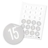 itenga 24x Zahlensticker Z35 Schlicht 1-24 Hellgrau / Wei�