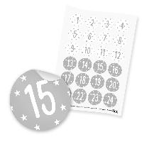 itenga 24x Zahlensticker Z36 Sterne 1-24 Dunkelgrau / Wei�