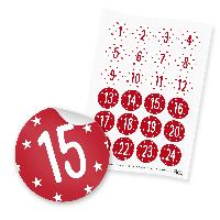 itenga 24x Zahlensticker Z39 Sterne 1-24 Dunkelrot / Wei�