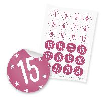 itenga 24x Zahlensticker Z41 Sterne 1-24 Beere / Wei�