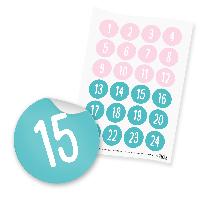 itenga 24x Zahlensticker Z42 Schlicht 1-24 T�rkis / Rosa...
