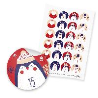 itenga 24x Zahlensticker Z43 Weihnachtsfiguren 1-24