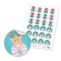 itenga 24x Zahlensticker Z44 Rentierbande 1-24 T�rkis / ...