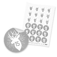 itenga 24x Zahlensticker Z46 Rentierkopf 1-24 Grau / Wei�
