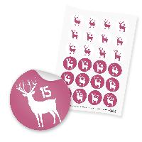itenga 24x Zahlensticker Z47 Rentier 1-24 Beere / Wei�