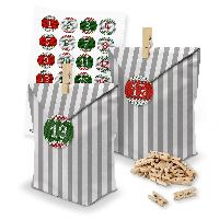 itenga SET Adventskalender 24 x T�ten Streifen + Klammer...