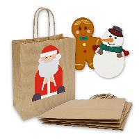 itenga SET 6x Papiert�ten mit Griff Kordel + Sticker Wei...