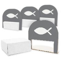 itenga 4x Geldgeschenk Tischdeko Fisch Grau Kommunion Ko...