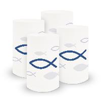 itenga 6x Windlicht klein Fisch blau Kommunion Konfirmat...
