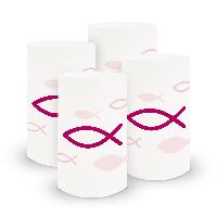 itenga 6x Windlicht klein Fisch pink Kommunion Konfirmat...