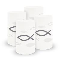 itenga 6x Windlicht klein Fisch grau Kommunion Konfirmat...
