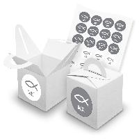 itenga SET 24x W�rfelboxen mit Griff Wei� (V42) + Motivs...