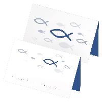 itenga 24x Tischkarte Fische blau wei� Kommunion Taufe K...