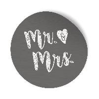 24x Sticker Aufkleber Mr. & Mrs. Grau / Wei�, Durchmesse...
