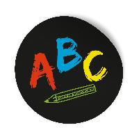 24x Sticker Aufkleber ABC Schwarz / Bunt, Durchmesser 2,...