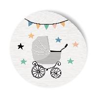 24x Sticker Aufkleber Kinderwagen Grau / Wei�, Durchmess...