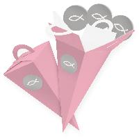 itenga SET V50 Fisch grau 24x Geschenkt�te 14 cm, Rosa +...