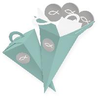 itenga SET V52 Fisch grau 24x Geschenkt�te 14 cm, T�rkis...