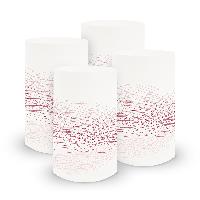 itenga 6x Windlicht klein Linien wei� dunkelrot / bordea...