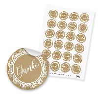 itenga 24x Sticker Danke Spitze Vintage Kraftpapier Brau...