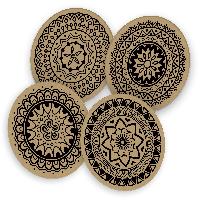 itenga 40x Bierdeckel Mandala Kraftpapier I Braun Schwar...
