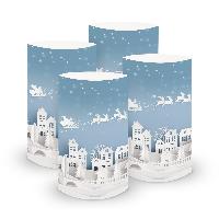 itenga 6x Windlicht klein Dorf f�r Weihnachten Winter Ad...