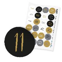 itenga 24x Zahlensticker Z52 Schlicht Schwarz Wei� Gold ...