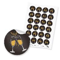 itenga 24x Sticker  Sektgl�ser schwarz wei� gold (Motiv ...