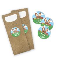 itenga 24x Bestecktaschen Frohe Ostern Hasenbande bunt (...