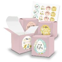 24x W�rfel 6,5 cm rosa mit Sticker Frohe Ostern Mix past...