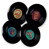 itenga 40x Bierdeckel rund Schallplatten Retro Untersetz...