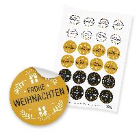 itenga 24x Sticker Frohe Weihnachten Mix wei� schwarz ge...