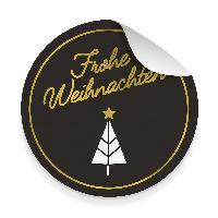 itenga 5x Aufkleber Frohe Weihnachten schwarz wei� gold ...