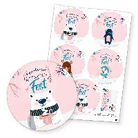 itenga 5 x Sticker Frohe Weihnachten Winterfiguren Mix m...