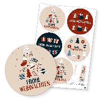 itenga 5 x Sticker Frohe Weihnachten Weihnachtsdeko vint...