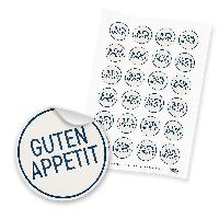 itenga 24x Sticker Guten Appetit Schlicht dunkelblau bei...