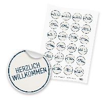 itenga 24x Sticker Herzlich Willkommen Schlicht dunkelbl...