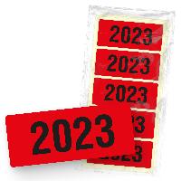 itenga 50x Jahresetiketten 2023 ROT rechteckig 6 x 2,5 c...