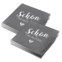 itenga 40x Serviette Sch�n dass du da bist taubengrau