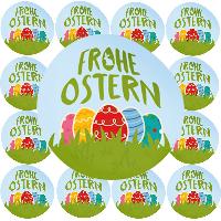 96x Itenga Aufkleber Frohe Ostern Bunte Eier 4cm (Motiv ...