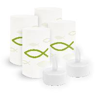 Set itenga 6x Windlicht klein Fisch gr�n mit Teelicht