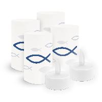 Set itenga 6x Windlicht klein Fisch blau mit Teelicht