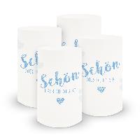 itenga 6x Windlicht Sch�n dass du da bist hellblau 10cm