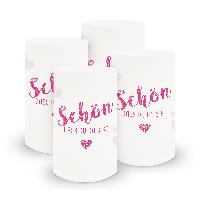 itenga 6x Windlicht Sch�n dass du da bist fuchsia pink 10cm