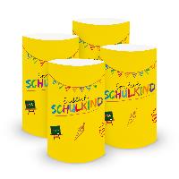 itenga 6x Windlicht Endlich Schulkind GELB 10cm