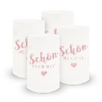 itenga 6x Windlicht Sch�n dass du da bist rosa 10cm